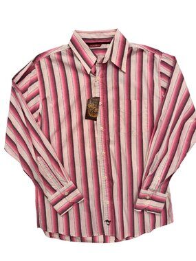 NWT Vintage UNIONBAY Striped Button Down Shirt Men’s Small Pink Burgundy Unisex